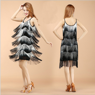 Señoras Sexy baile latino vestido sin espalda de flecos de un hombro salón de baile faldas de moda de la fiesta de cóctel club de la etapa de desgaste de vestuario cc035