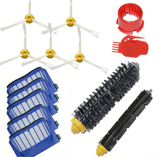 Setola e flessibile, miscelatore e 5 armati di pennello e 5 aero vac filtri per irobot roomba 600 aspirapolvere 600 620 630 650 660