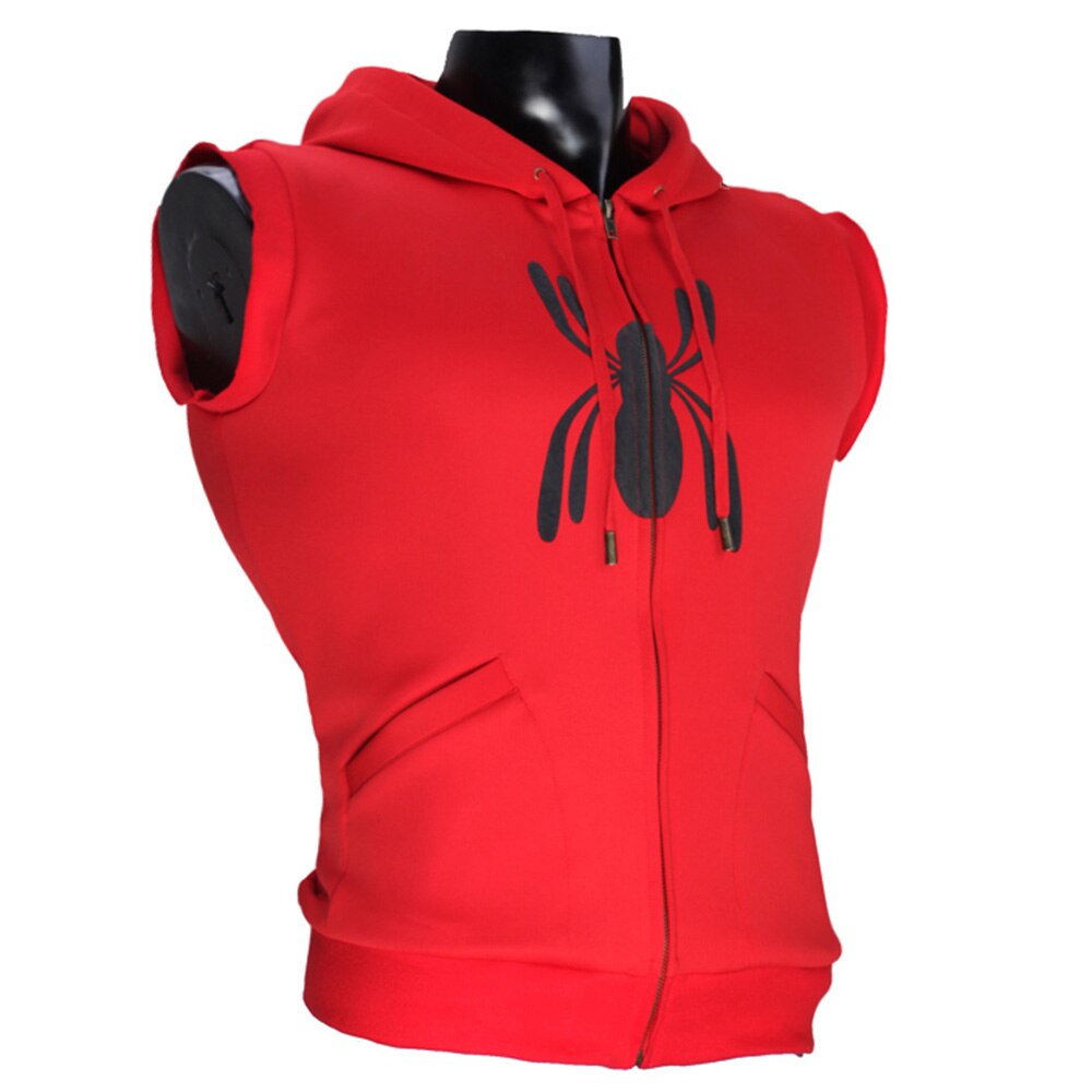 Køb Spider-man homecoming hjemmelavet passer til cosplay kostume rød spiderman peter parker ærmeløs hættetrøje mænd shirt helten outfit produkter bedste pris.
